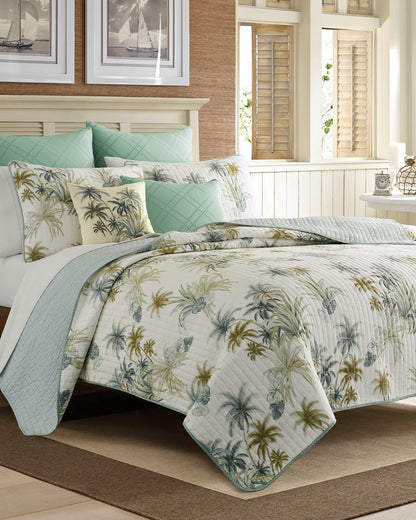 Serenity Palms Twin Quilt Blue | Tommy Bahama Customer Favorite - Serenity Palms Twin Quilt