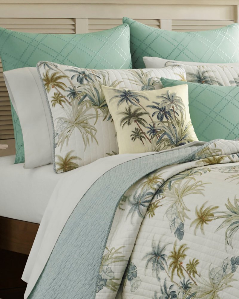 Serenity Palms Twin Quilt Blue | Tommy Bahama Customer Favorite - Serenity Palms Twin Quilt