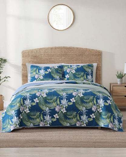 Southern Breeze 3-Piece Full/Queen Quilt Set Blue | Tommy Bahama Discount - Southern Breeze 3-Piece Full/Queen Quilt Set