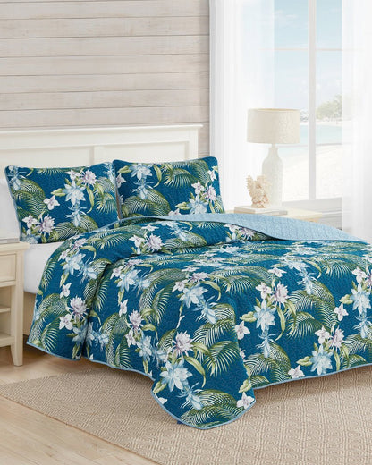 Southern Breeze 3-Piece Full/Queen Quilt Set Blue | Tommy Bahama Discount - Southern Breeze 3-Piece Full/Queen Quilt Set