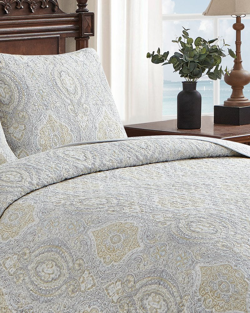 Turtle Cove 3-Piece Full/Queen Quilt Set Grey | Tommy Bahama Latest - Turtle Cove 3-Piece Full/Queen Quilt Set