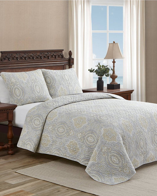 Turtle Cove 3-Piece King Quilt Set Grey | Tommy Bahama Smart Buy - Turtle Cove 3-Piece King Quilt Set