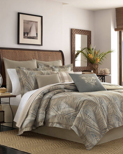 Raffia Palms California King Comforter Set Grey | Tommy Bahama Signature - Raffia Palms California King Comforter Set