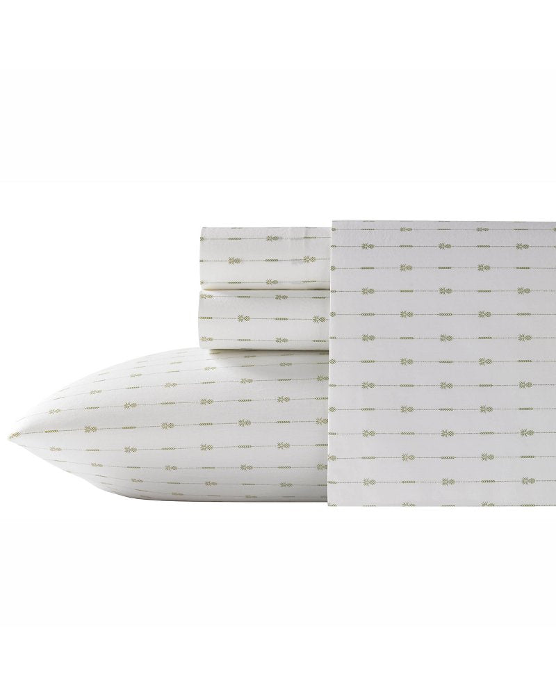 Pineapple Pinstripe 4-Piece Queen Sheet Set Palm Green | Tommy Bahama Customer Favorite - Pineapple Pinstripe 4-Piece Queen Sheet Set