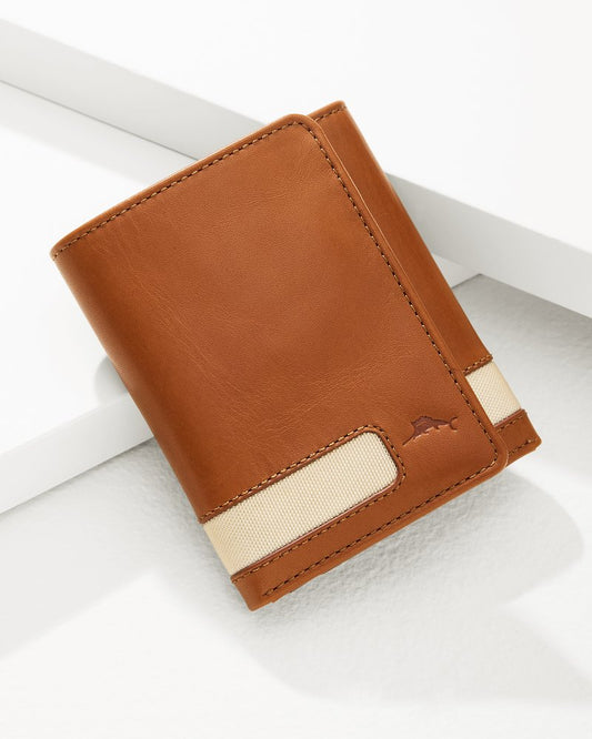 Nylon Inlay Trifold Wallet Tan | Tommy Bahama Great Value - Nylon Inlay Trifold Wallet
