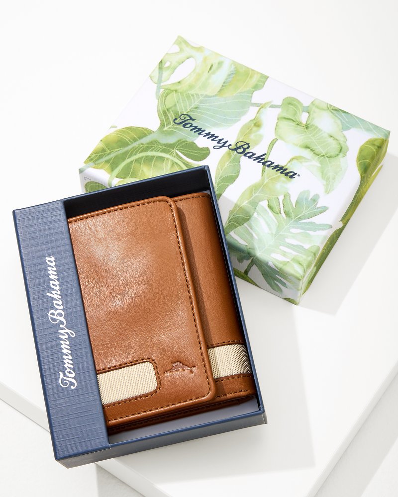 Nylon Inlay Trifold Wallet Tan | Tommy Bahama Great Value - Nylon Inlay Trifold Wallet