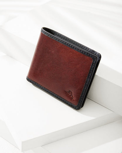 Contrast Binding Slimfold Wallet Black/Cognac | Tommy Bahama Latest - Contrast Binding Slimfold Wallet