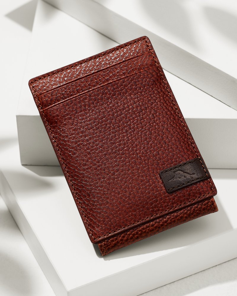 Scotchgrain Leather Magnetic Front Pocket Wallet Cognac | Tommy Bahama Customer Favorite - Scotchgrain Leather Magnetic Front Pocket Wallet