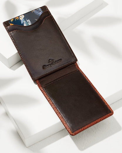 Scotchgrain Leather Magnetic Front Pocket Wallet Cognac | Tommy Bahama Customer Favorite - Scotchgrain Leather Magnetic Front Pocket Wallet