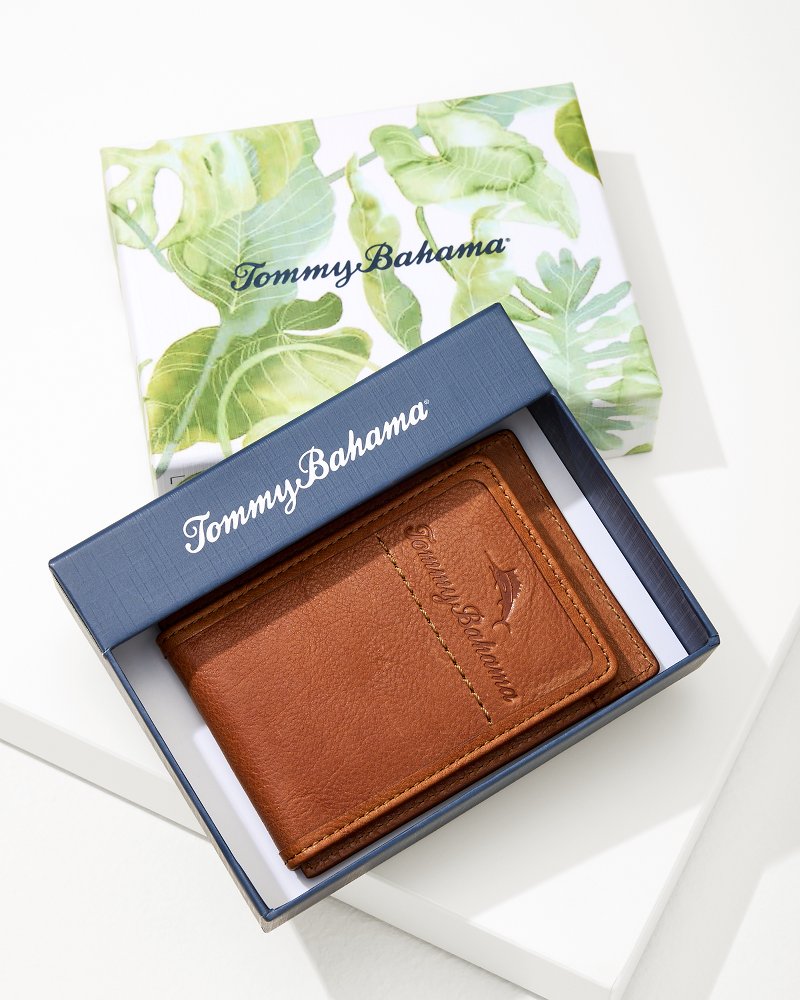 Crunch Wide Magnetic Wallet Tan | Tommy Bahama New - Crunch Wide Magnetic Wallet