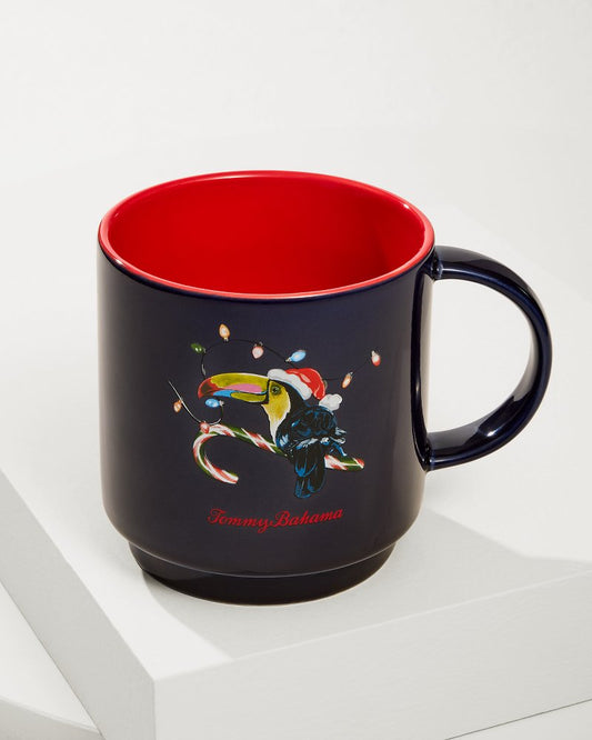 Santa's Toucan Stackable Mug Navy | Tommy Bahama Trusted - Santa's Toucan Stackable Mug