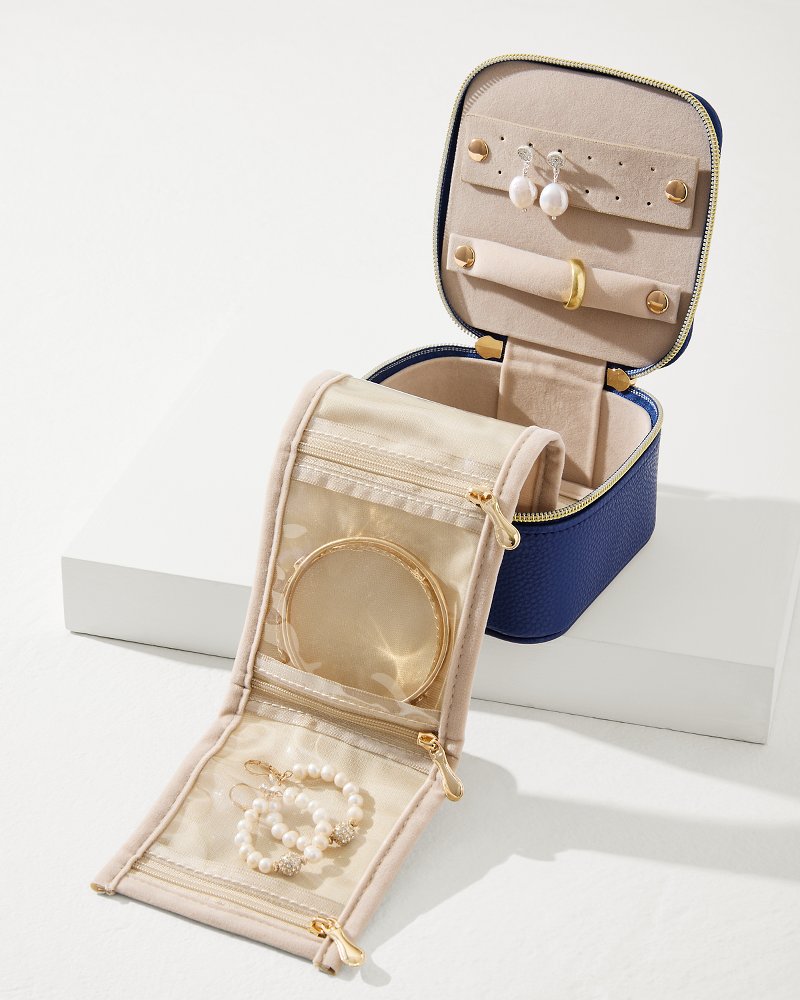 Leah Navy Travel Jewelry Case With Pouch Navy | Tommy Bahama Top Pick - Leah Navy Travel Jewelry Case With Pouch