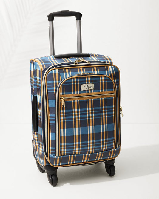 Kalalanta 20-Inch Rolling Suitcase Navy Plaid | Tommy Bahama Quality - Kalalanta 20-Inch Rolling Suitcase