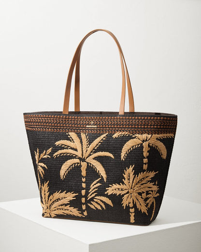 Raffia Palms Beach Tote Black Multi | Tommy Bahama Essential - Raffia Palms Beach Tote
