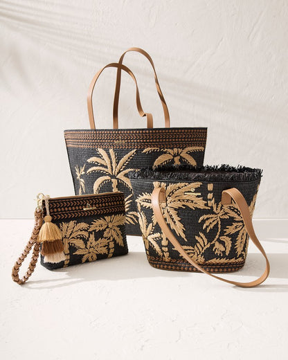 Raffia Palms Beach Tote Black Multi | Tommy Bahama Essential - Raffia Palms Beach Tote