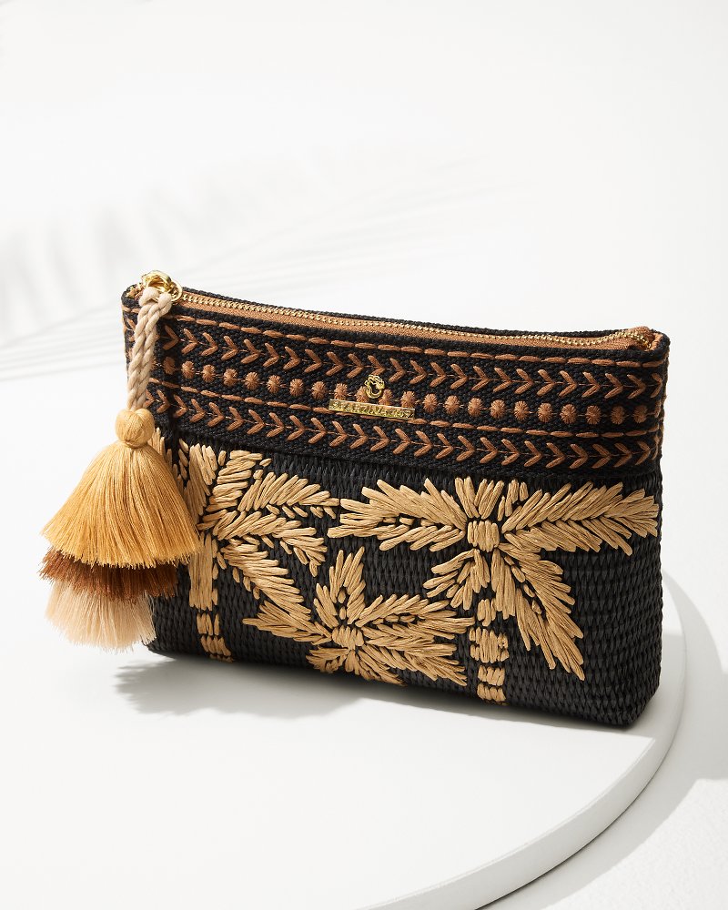 Raffia Palms Maci Wristlet Black Multi | Tommy Bahama New - Raffia Palms Maci Wristlet