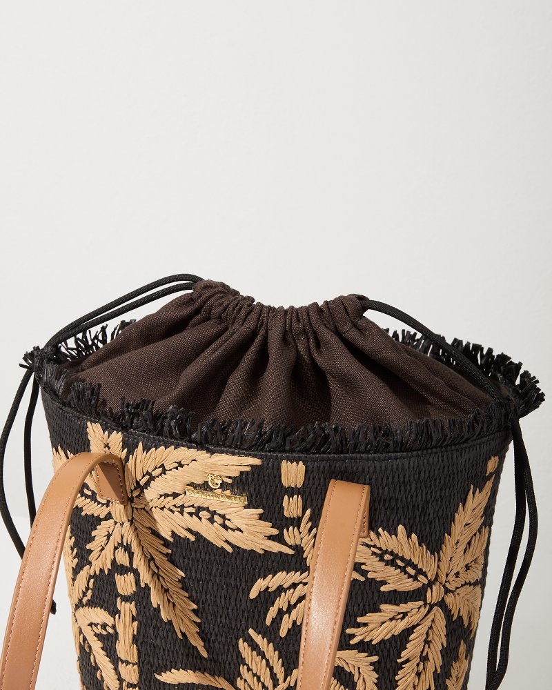 Raffia Palms Small Tote Black Multi | Tommy Bahama Exclusive - Raffia Palms Small Tote