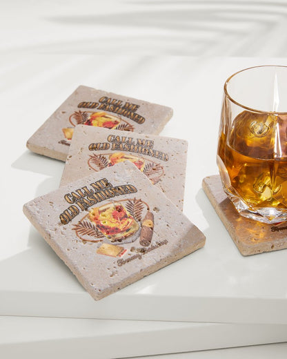 Call Me Old Fashioned Travertine Coaster Set Multicolor | Tommy Bahama Premium - Call Me Old Fashioned Travertine Coaster Set