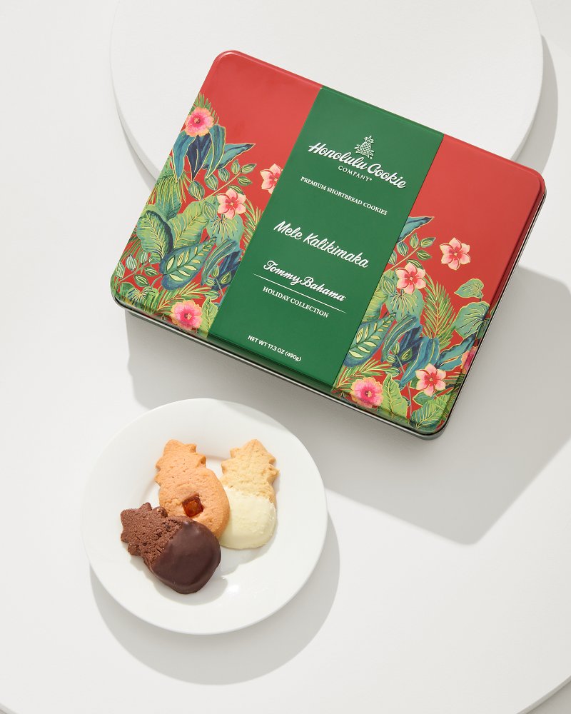 Tommy Bahama x Honolulu Cookie Company® Mele Kalikimaka Gift Tin Red | Tommy Bahama Quality - Tommy Bahama x Honolulu Cookie Company® Mele Kalikimaka Gift Tin