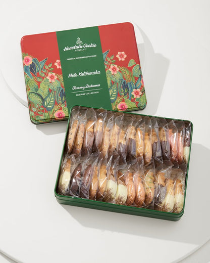 Tommy Bahama x Honolulu Cookie Company® Mele Kalikimaka Gift Tin Red | Tommy Bahama Quality - Tommy Bahama x Honolulu Cookie Company® Mele Kalikimaka Gift Tin