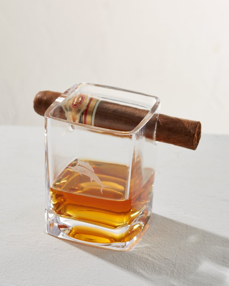Etched Marlin Corkcicle® Cigar Glass Clear | Tommy Bahama Trusted - Etched Marlin Corkcicle® Cigar Glass