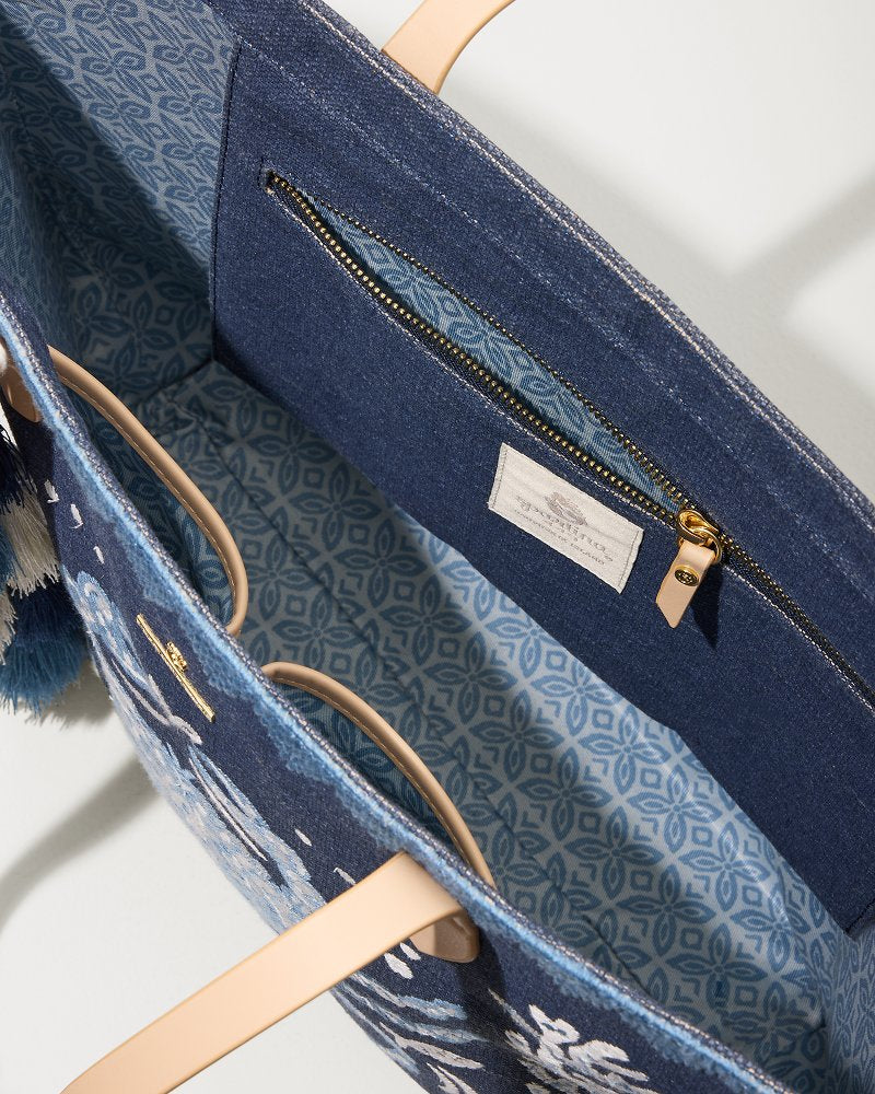 Embroidered Fiesta Crab Tote Blue | Tommy Bahama Quality - Embroidered Fiesta Crab Tote