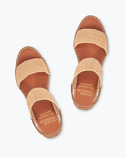 André Assous Aviana Stretch Espadrille Wedge Sandals Dark Natural | Tommy Bahama New - André Assous Aviana Stretch Espadrille Wedge Sandals