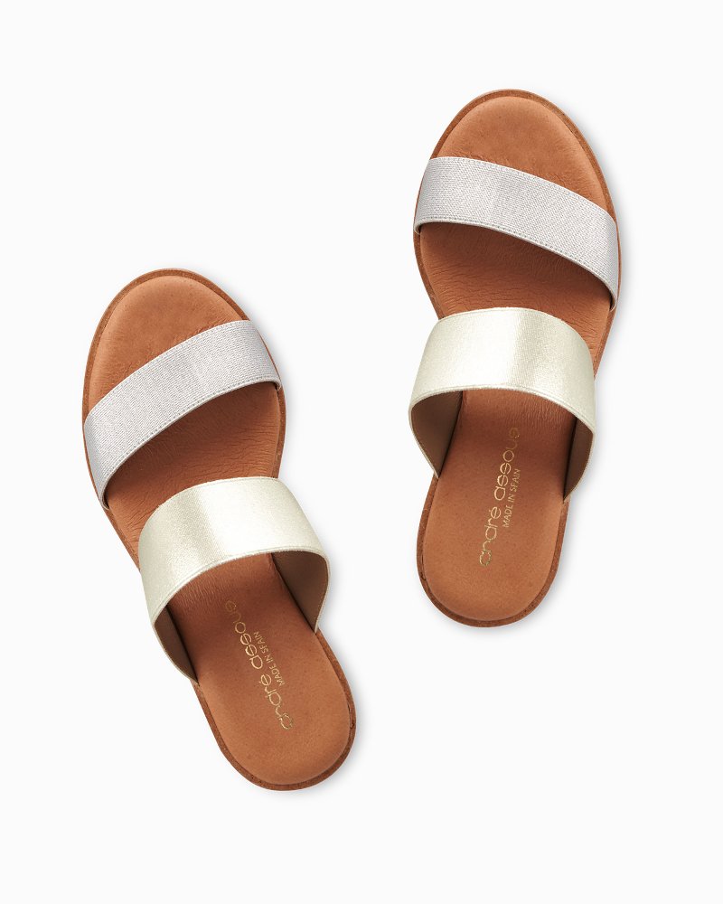 André Assous Gwenn Elastic Wedge Sandals Silver | Tommy Bahama Classic - André Assous Gwenn Elastic Wedge Sandals