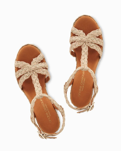 André Assous Madina Raffia Wedge Sandals Gold | Tommy Bahama Popular - André Assous Madina Raffia Wedge Sandals