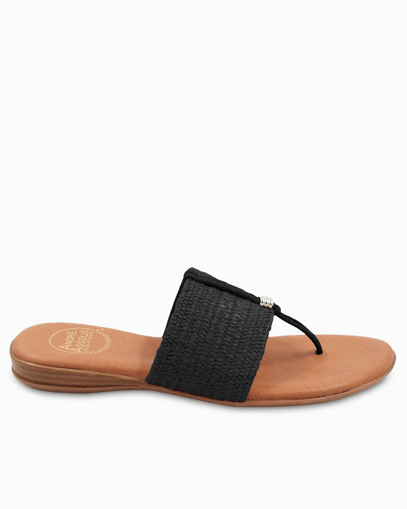 André Assous Nice Stretch Raffia Featherweights™ Sandals Black | Tommy Bahama Trusted - André Assous Nice Stretch Raffia Featherweights™ Sandals