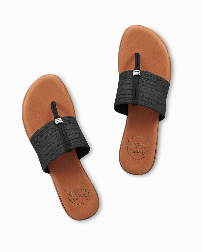 André Assous Nice Stretch Raffia Featherweights™ Sandals Black | Tommy Bahama Trusted - André Assous Nice Stretch Raffia Featherweights™ Sandals