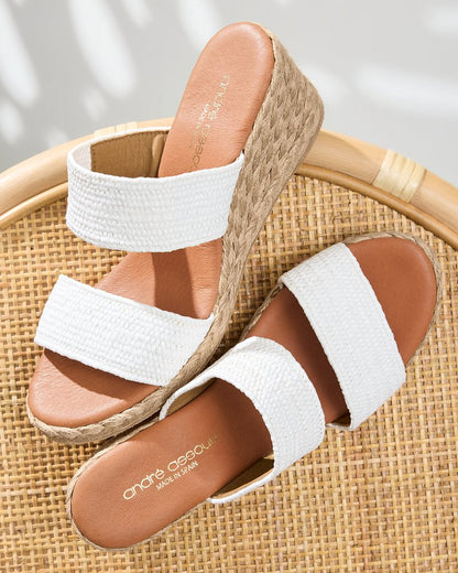 André Assous Nori Stretch Raffia Wedge Sandals White | Tommy Bahama Best Price - André Assous Nori Stretch Raffia Wedge Sandals
