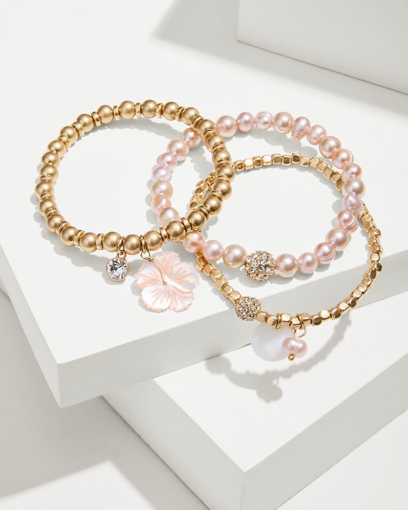 Tropical Blooms Stretch Charm Bracelet Set Pink | Tommy Bahama Best Price - Tropical Blooms Stretch Charm Bracelet Set