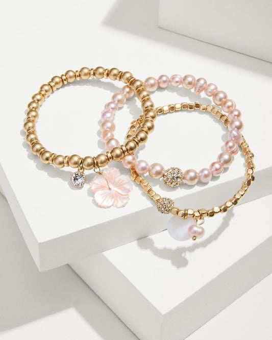Tropical Blooms Stretch Charm Bracelet Set Pink | Tommy Bahama Best Price - Tropical Blooms Stretch Charm Bracelet Set