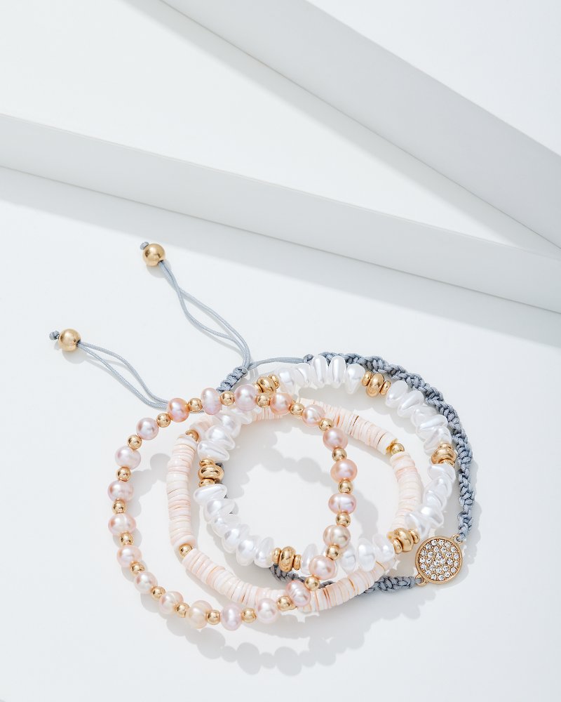 Sanibel Island Heishi and Pearl Bracelet Set Gold | Tommy Bahama Quality - Sanibel Island Heishi and Pearl Bracelet Set