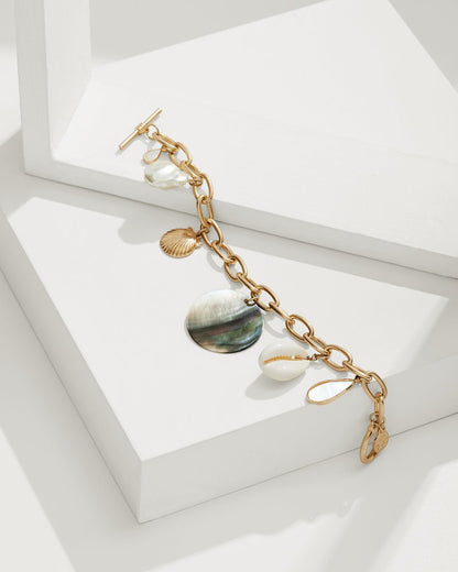 Seaside Link Shell Charm Bracelet Gold | Tommy Bahama Signature - Seaside Link Shell Charm Bracelet