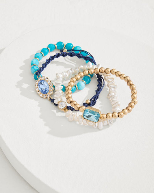 Tidal Treasure Pearl and Semi-Precious Stone Bracelet Set Gold | Tommy Bahama Discount - Tidal Treasure Pearl and Semi-Precious Stone Bracelet Set
