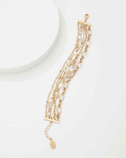 Tidal Treasure Pearl and Chain Layered Bracelet Gold | Tommy Bahama New - Tidal Treasure Pearl and Chain Layered Bracelet