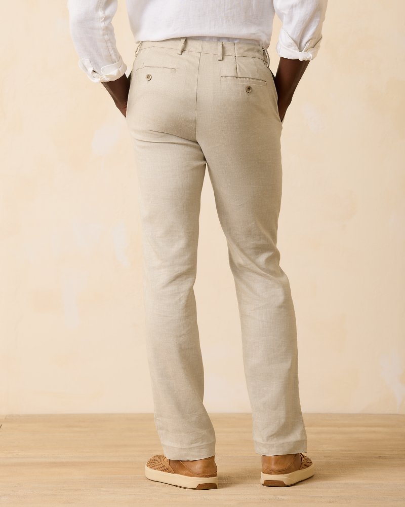 Big & Tall Latigo Beach Linen-Blend Flat-Front Pants Stone Khaki | Tommy Bahama Recommended - Big & Tall Latigo Beach Linen-Blend Flat-Front Pants