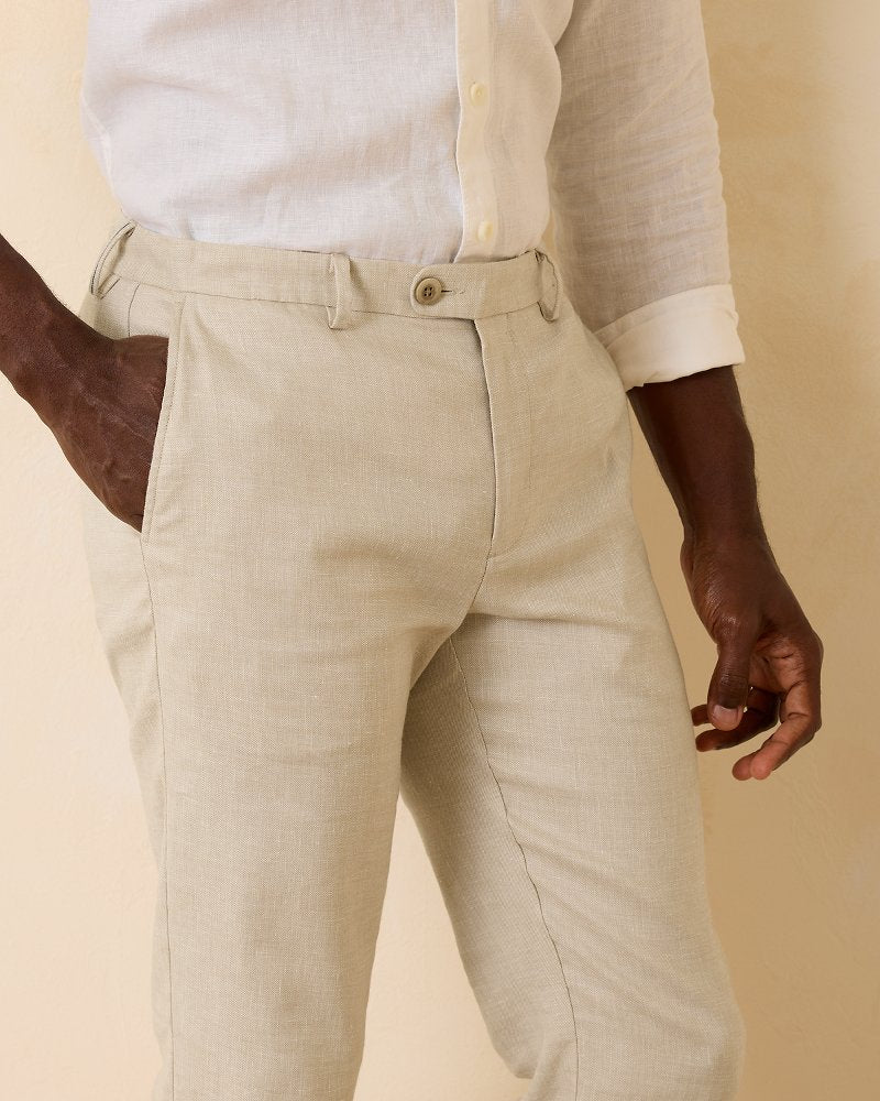 Big & Tall Latigo Beach Linen-Blend Flat-Front Pants Stone Khaki | Tommy Bahama Recommended - Big & Tall Latigo Beach Linen-Blend Flat-Front Pants