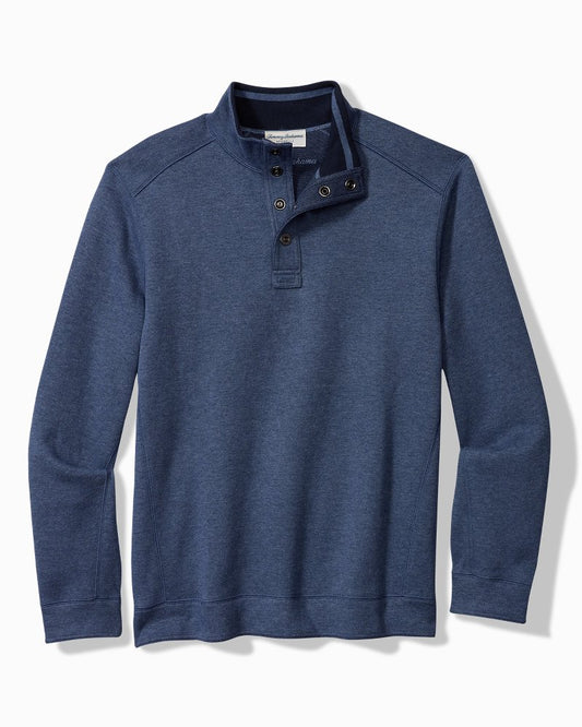 Big & Tall Flip Coast Reversible Snap Mock Sweatshirt Blue Note Heather | Tommy Bahama Exclusive - Big & Tall Flip Coast Reversible Snap Mock Sweatshirt