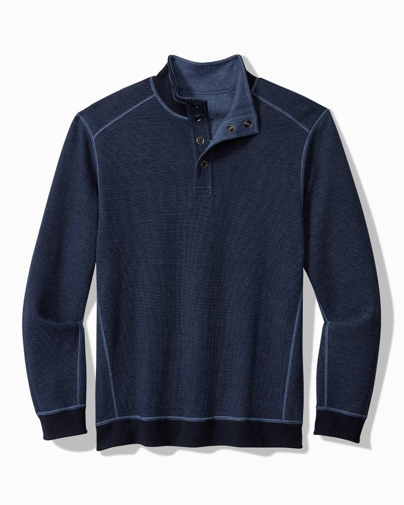 Big & Tall Flip Coast Reversible Snap Mock Sweatshirt Blue Note Heather | Tommy Bahama Exclusive - Big & Tall Flip Coast Reversible Snap Mock Sweatshirt