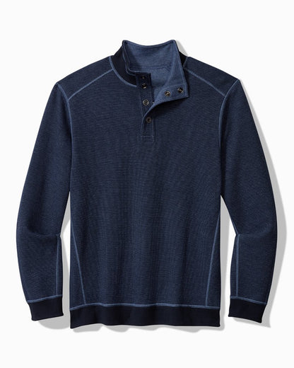 Big & Tall Flip Coast Reversible Snap Mock Sweatshirt Blue Note Heather | Tommy Bahama Exclusive - Big & Tall Flip Coast Reversible Snap Mock Sweatshirt