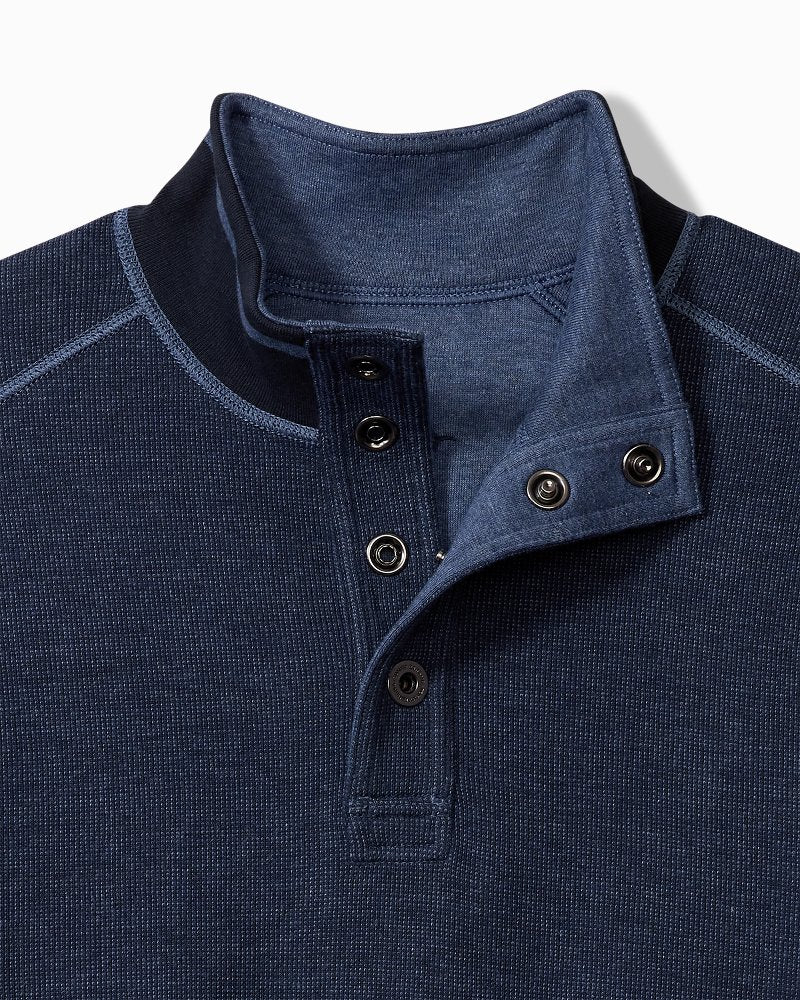 Big & Tall Flip Coast Reversible Snap Mock Sweatshirt Blue Note Heather | Tommy Bahama Exclusive - Big & Tall Flip Coast Reversible Snap Mock Sweatshirt