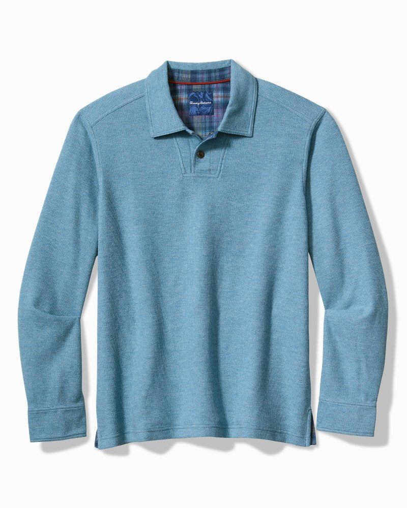 Big & Tall Las Arias Sweatshirt Polo Corfu Blue Heather | Tommy Bahama Hot Sale - Big & Tall Las Arias Sweatshirt Polo