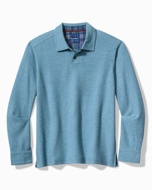 Big & Tall Las Arias Sweatshirt Polo Corfu Blue Heather | Tommy Bahama Hot Sale - Big & Tall Las Arias Sweatshirt Polo