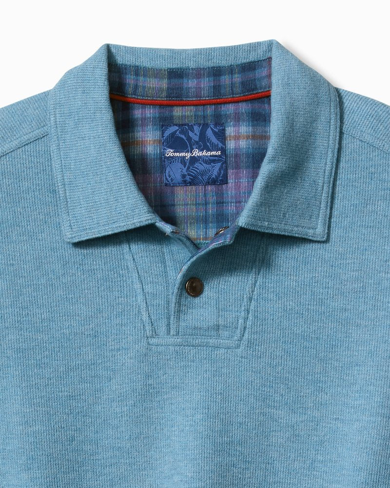 Big & Tall Las Arias Sweatshirt Polo Corfu Blue Heather | Tommy Bahama Hot Sale - Big & Tall Las Arias Sweatshirt Polo