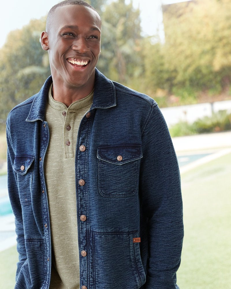 Big & Tall Morro Beach Long-Sleeve Henley Tea Leaf | Tommy Bahama Everyday - Big & Tall Morro Beach Long-Sleeve Henley