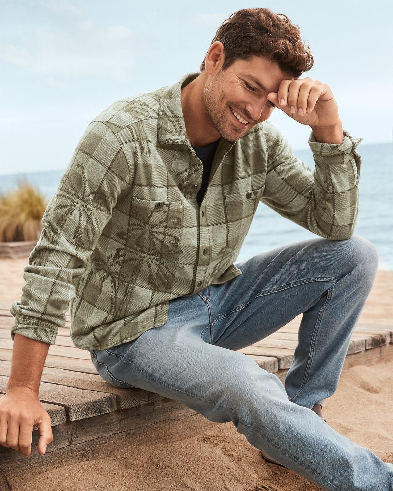 Big & Tall Fireside Palm Springs Stretch Flannel Shirt Tea Leaf | Tommy Bahama Exclusive - Big & Tall Fireside Palm Springs Stretch Flannel Shirt