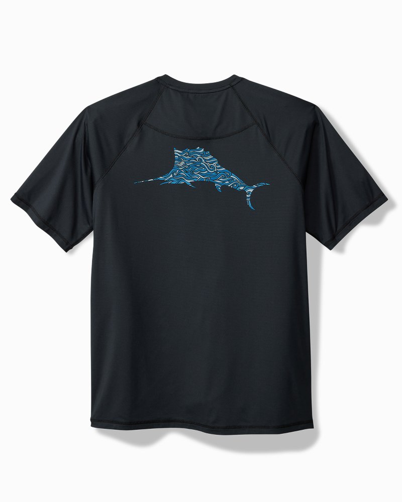 Big & Tall Chill Time Surf IslandZone® Short-Sleeve Rash Guard Jet Black | Tommy Bahama Recommended - Big & Tall Chill Time Surf IslandZone® Short-Sleeve Rash Guard
